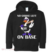No Goose Left On Base Cool Baseball Fun Toddler Hoodie thumb 0