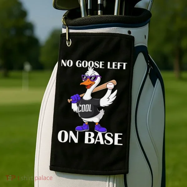 No Goose Left On Base Cool Baseball Fun Golf Towel