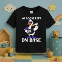 No Goose Left On Base Cool Baseball Fun Toddler T-Shirt thumb 3