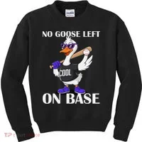 No Goose Left On Base Cool Baseball Fun Kids Sweatshirt thumb 0