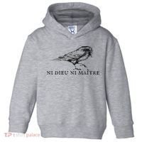 No God No Ni Dieu Ni Maitre Retro Crow Bird Toddler Hoodie thumb 0