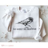 No God No Ni Dieu Ni Maitre Retro Crow Bird Sweatshirt thumb 2