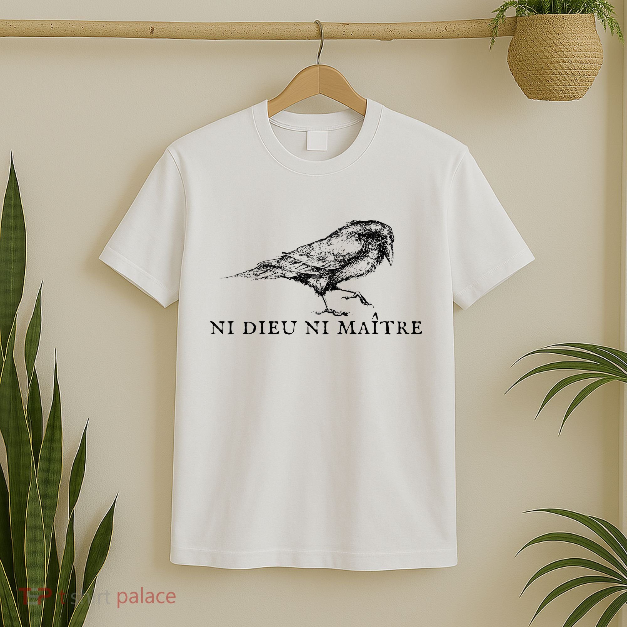 No God No Ni Dieu Ni Maitre Retro Crow Bird T-Shirt