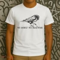 No God No Ni Dieu Ni Maitre Retro Crow Bird T-Shirt thumb 3