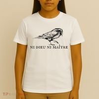 No God No Ni Dieu Ni Maitre Retro Crow Bird T-Shirt thumb 4