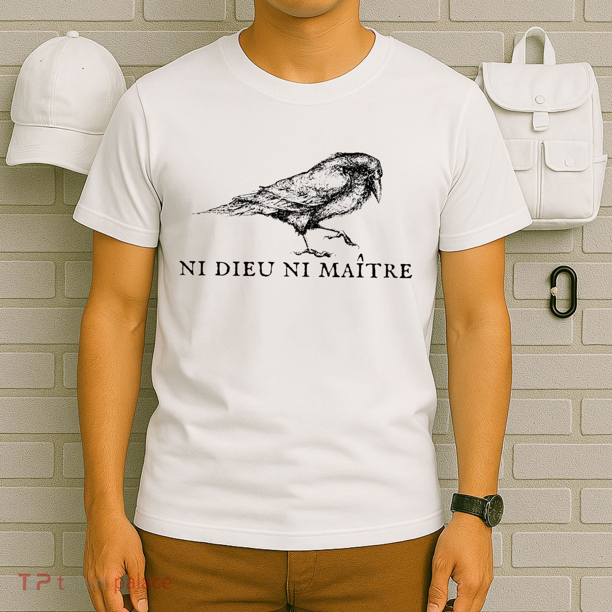 No God No Ni Dieu Ni Maitre Retro Crow Bird T-Shirt