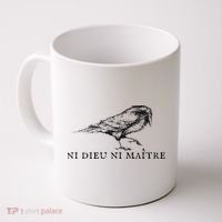 No God No Ni Dieu Ni Maitre Retro Crow Bird Coffee Mug thumb 0