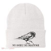 No God No Ni Dieu Ni Maitre Retro Crow Bird Beanie thumb 0