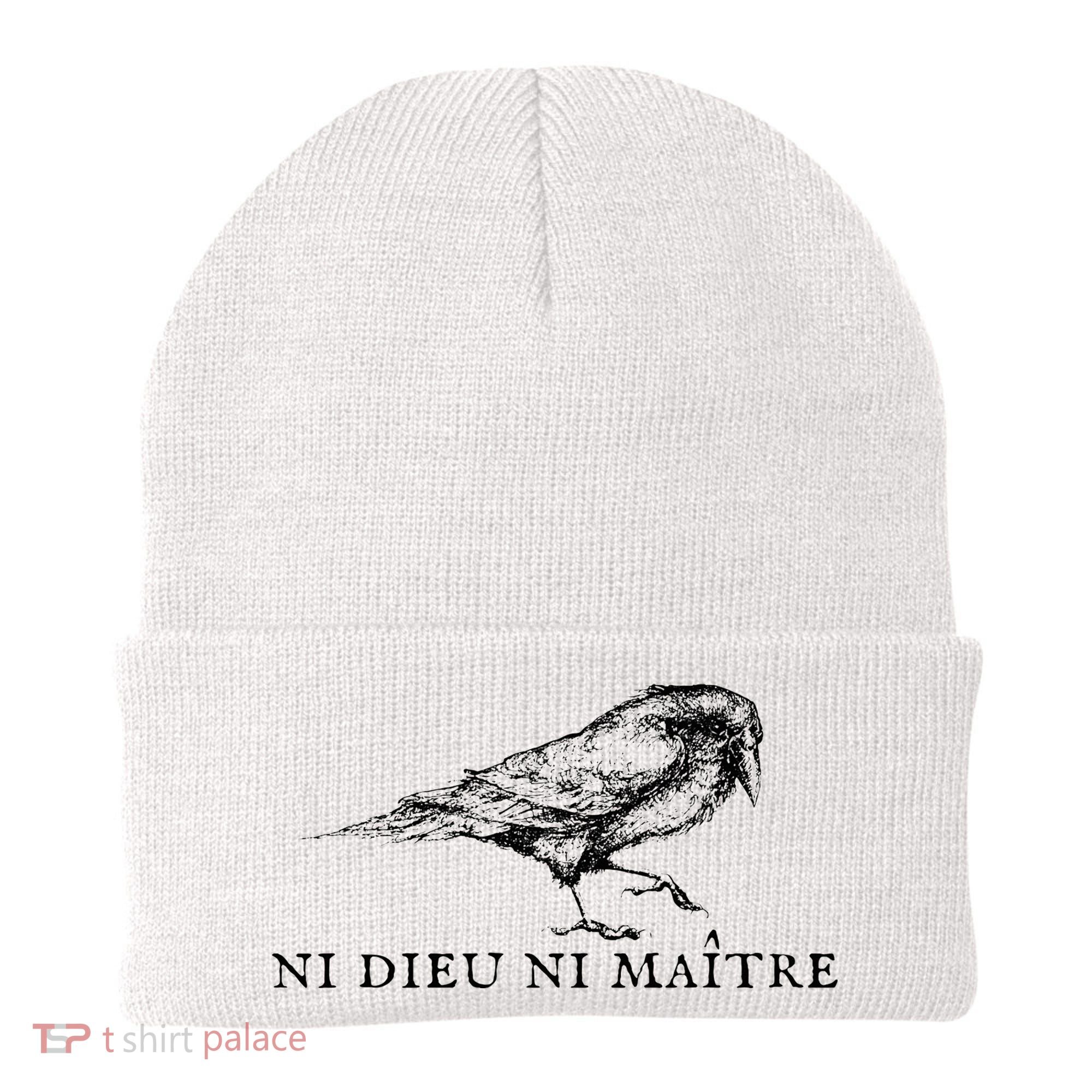 No God No Ni Dieu Ni Maitre Retro Crow Bird Beanie
