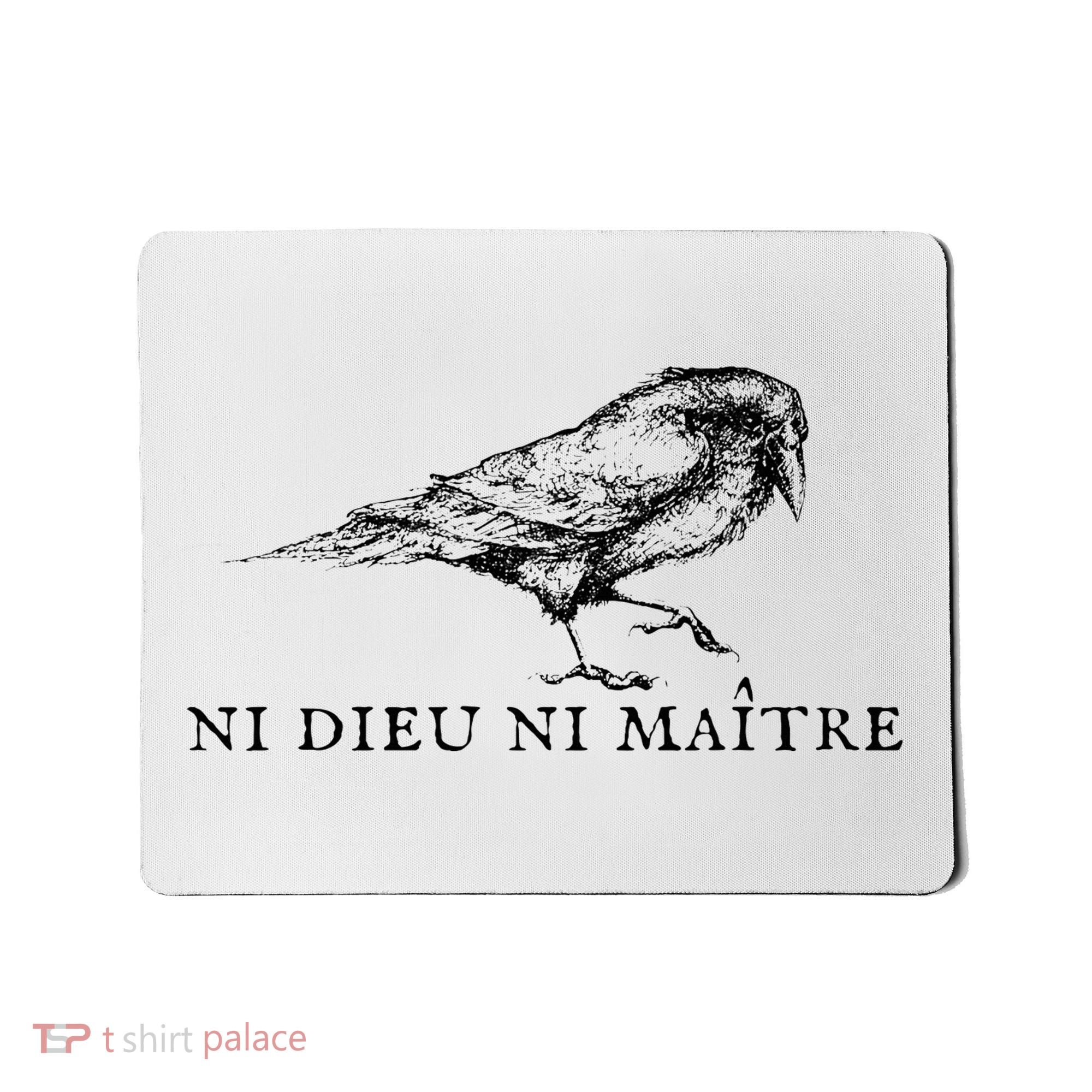 No God No Ni Dieu Ni Maitre Retro Crow Bird Mousepad