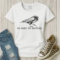 No God No Ni Dieu Ni Maitre Retro Crow Bird Women's T-Shirt thumb 3