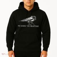 No God No  Ni Dieu Ni Maitre Retro Crow Bird Hoodie thumb 2