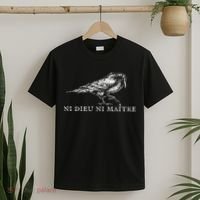 No God No  Ni Dieu Ni Maitre Retro Crow Bird T-Shirt thumb 2