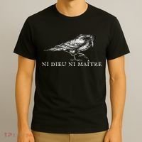 No God No  Ni Dieu Ni Maitre Retro Crow Bird T-Shirt thumb 3