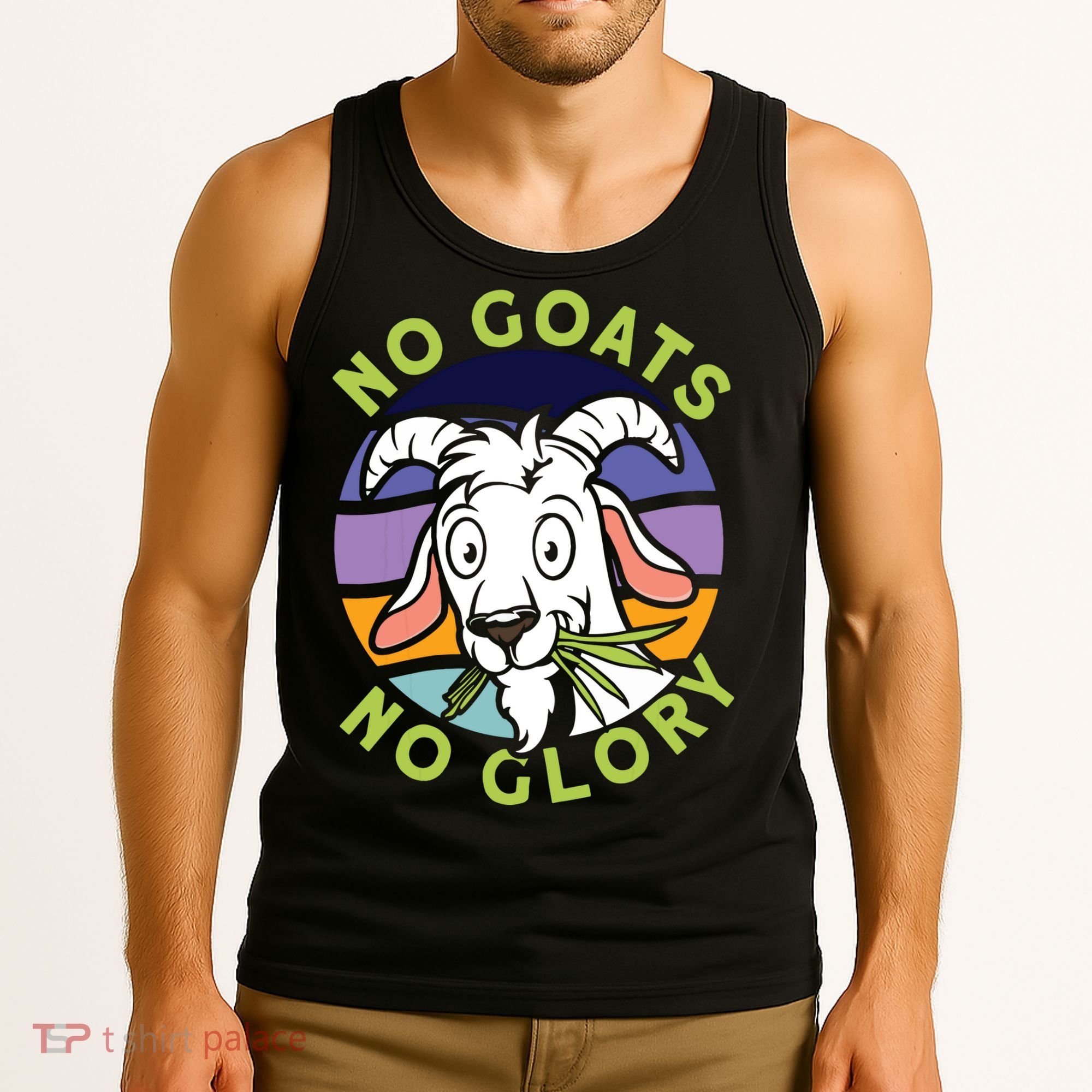 No Goats No Glory Goat Retro Goats Farmer Tank Top