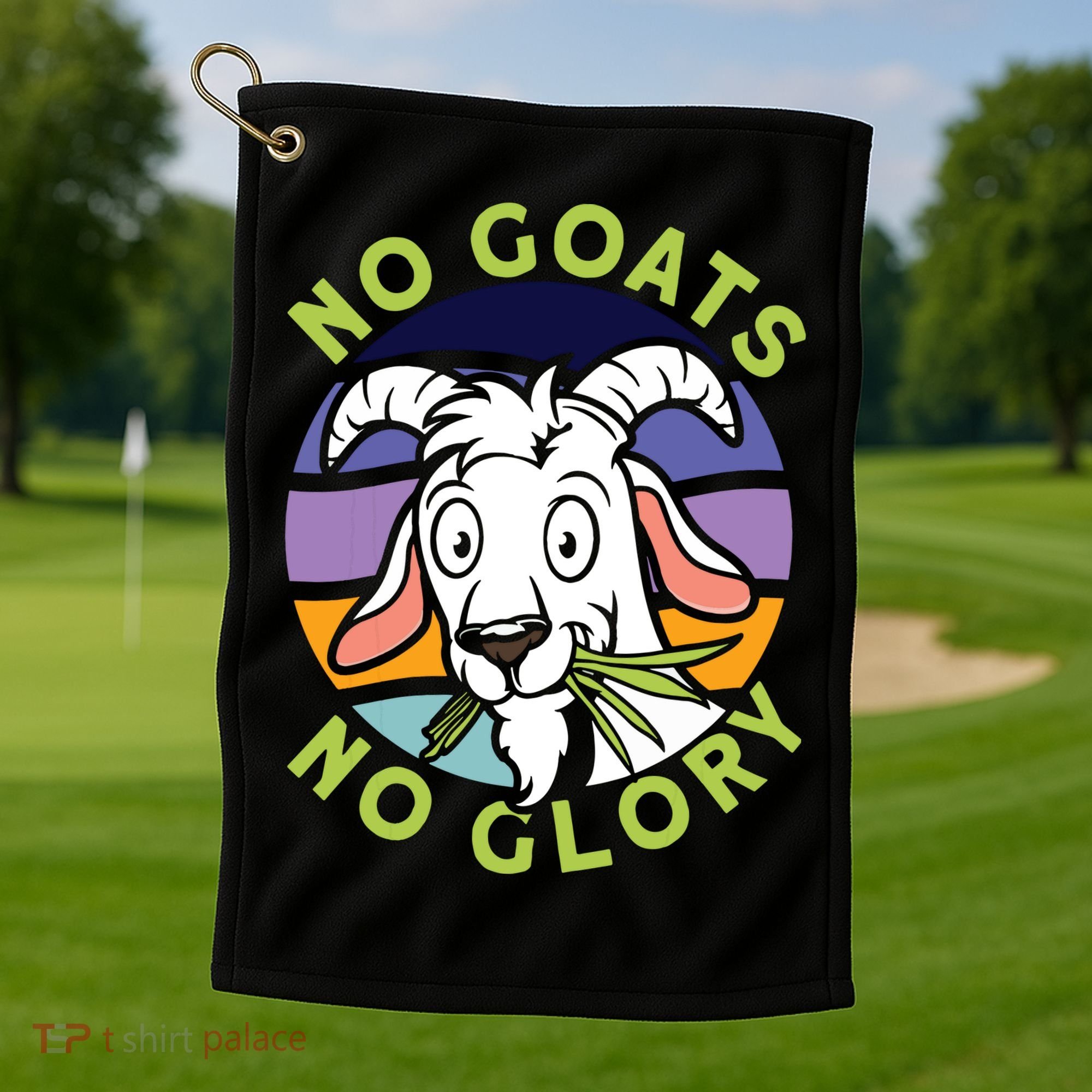 No Goats No Glory Goat Retro Goats Farmer Golf Towel