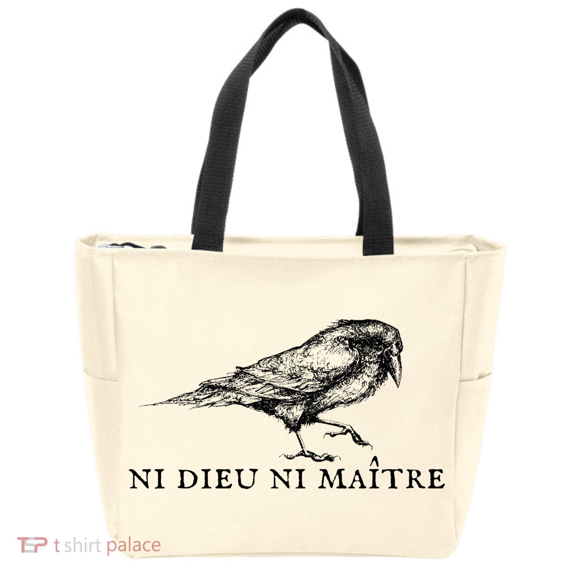 No God No Master Ni Dieu Ni Maitre Retro Crow Bird Tote Bag