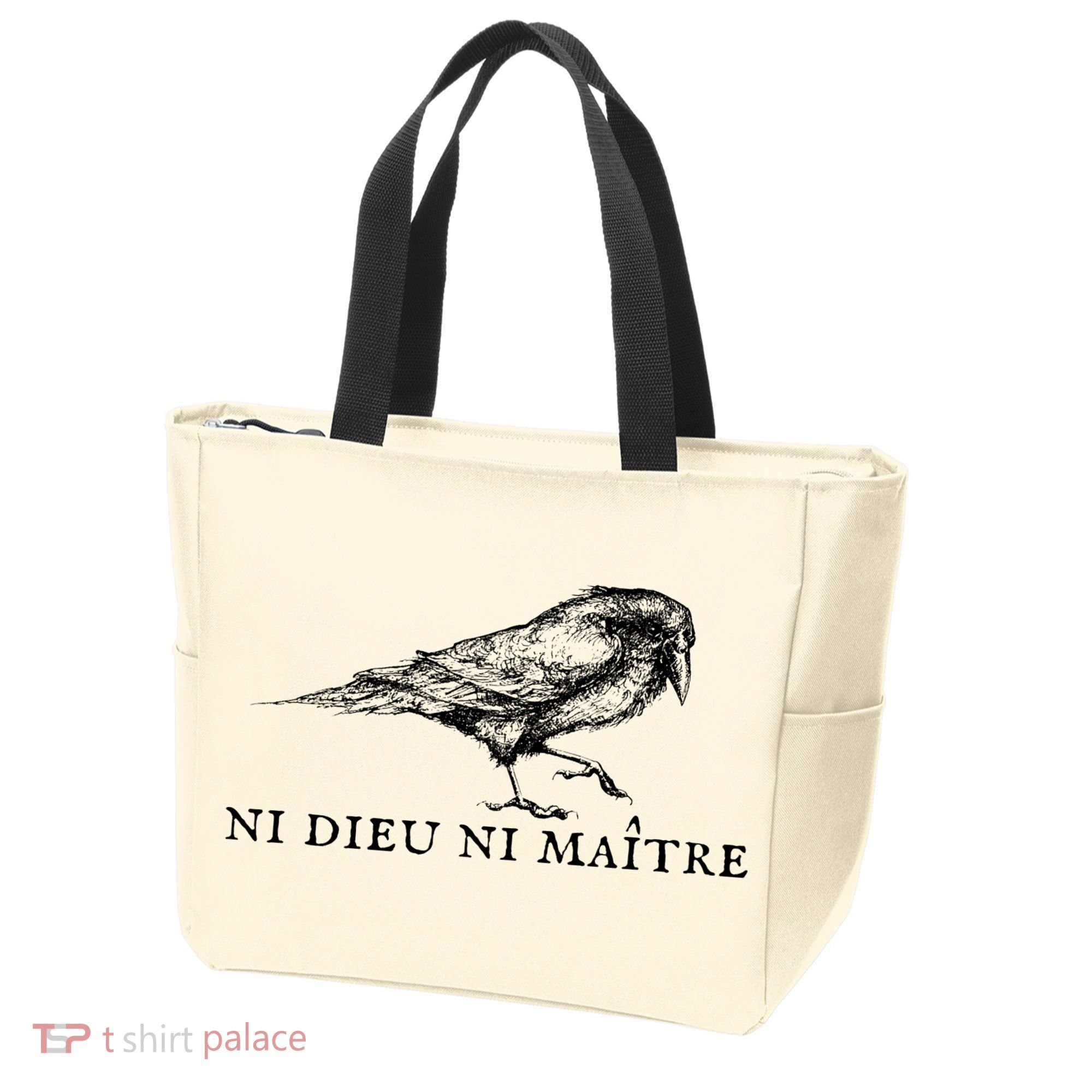 No God No Master Ni Dieu Ni Maitre Retro Crow Bird Tote Bag