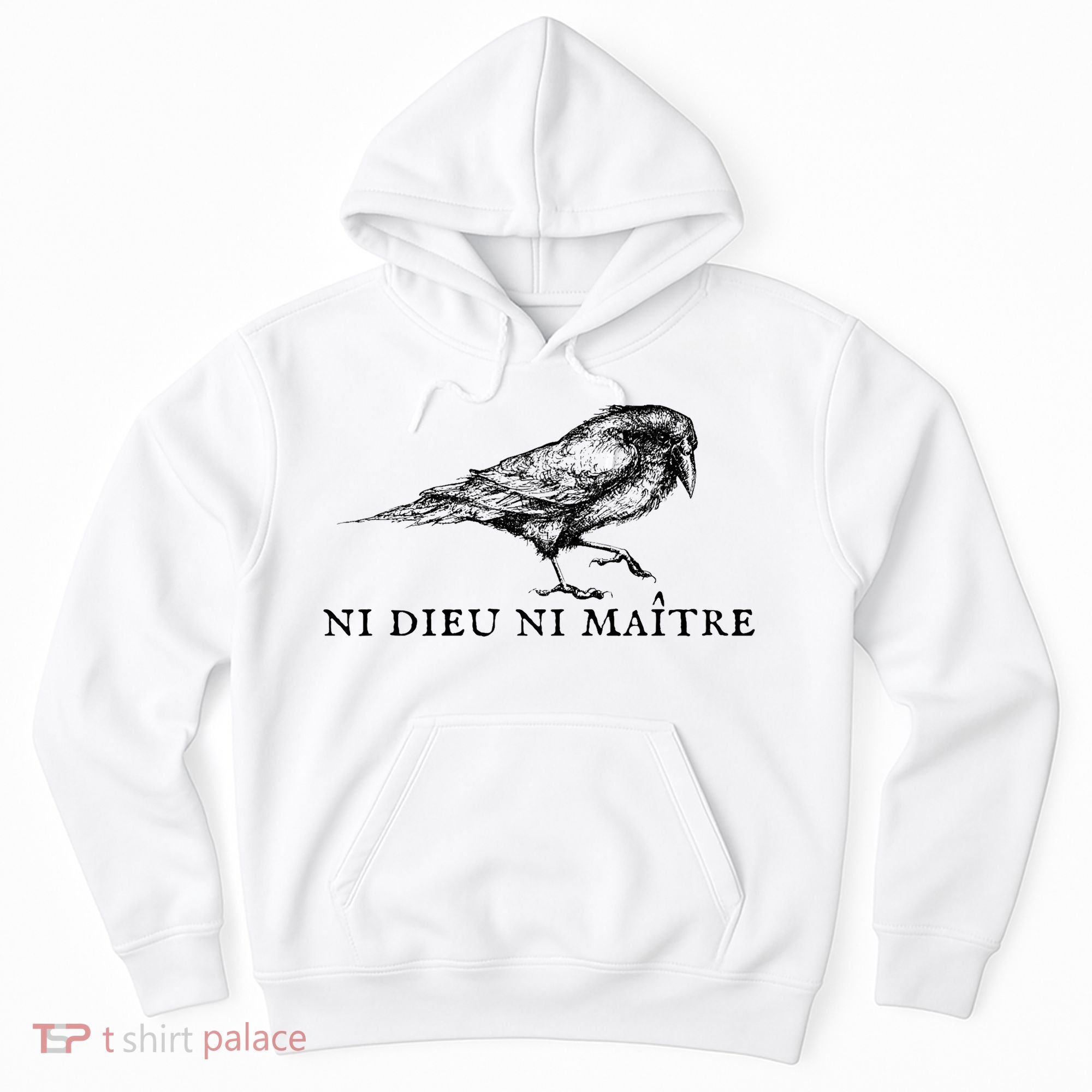 No God No Master Ni Dieu Ni Maitre Retro Crow Bird Hoodie
