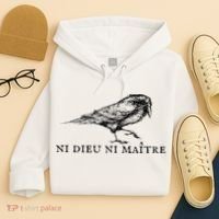 No God No Master Ni Dieu Ni Maitre Retro Crow Bird Hoodie thumb 4