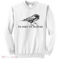 No God No Master Ni Dieu Ni Maitre Retro Crow Bird Sweatshirt thumb 0