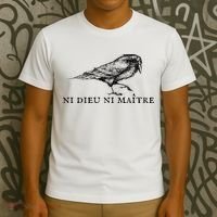 No God No Master Ni Dieu Ni Maitre Retro Crow Bird T-Shirt thumb 3