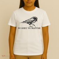 No God No Master Ni Dieu Ni Maitre Retro Crow Bird T-Shirt thumb 4