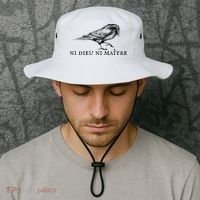 No God No Master Ni Dieu Ni Maitre Retro Crow Bird Bucket Hat thumb 2
