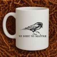 No God No Master Ni Dieu Ni Maitre Retro Crow Bird Coffee Mug thumb 2
