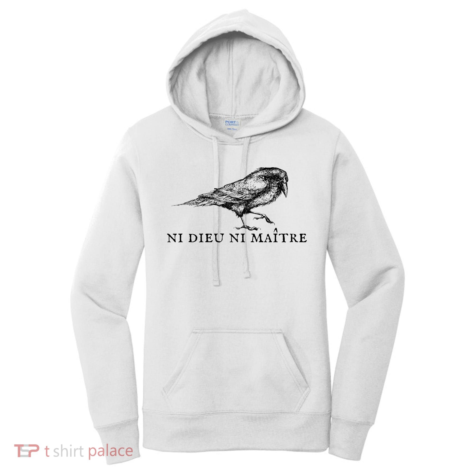No God No Master Ni Dieu Ni Maitre Retro Crow Bird Women's Hoodie