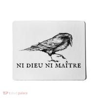 No God No Master Ni Dieu Ni Maitre Retro Crow Bird Mousepad thumb 0