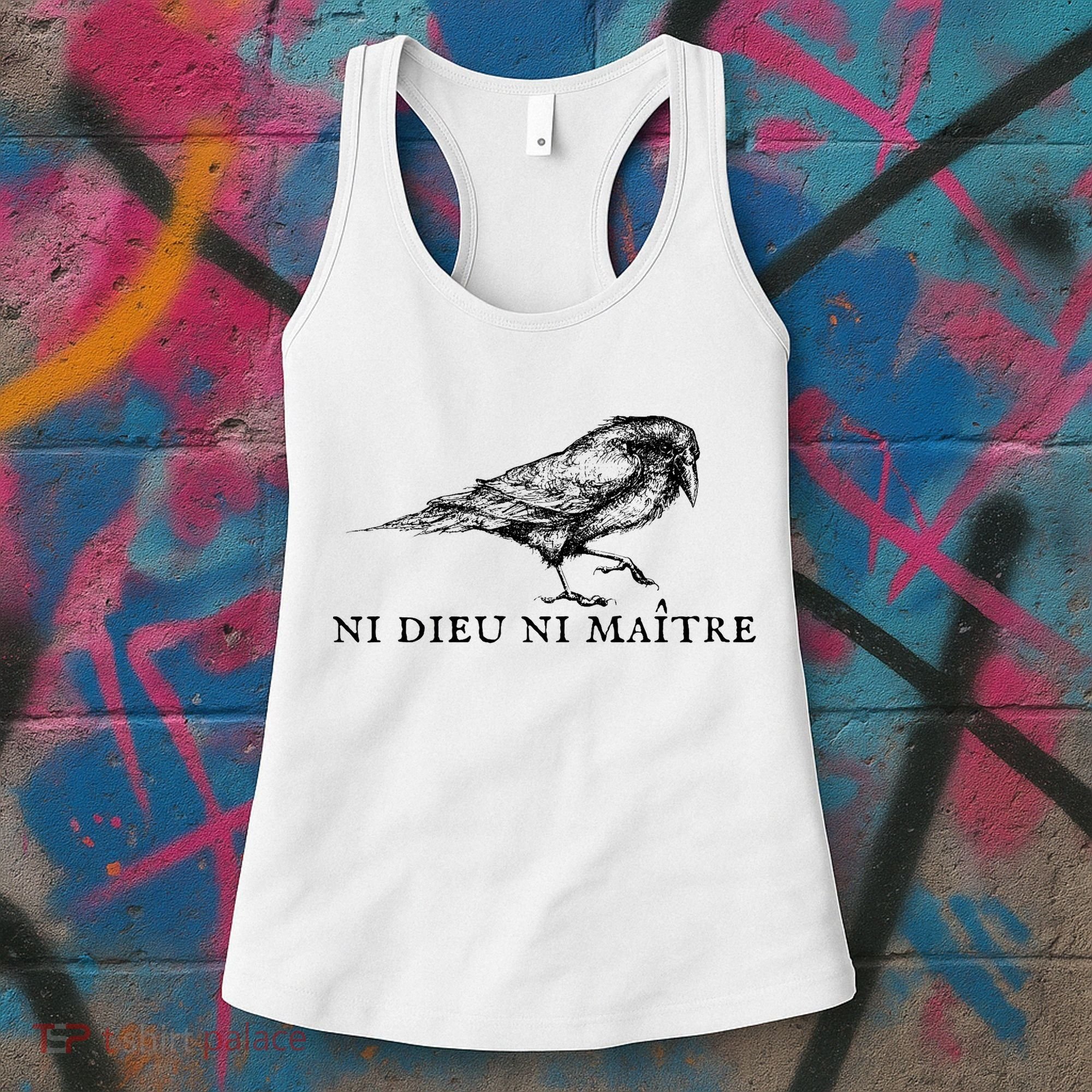 No God No Master Ni Dieu Ni Maitre Retro Crow Bird Women's Tank Top