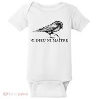 No God No Master Ni Dieu Ni Maitre Retro Crow Bird Baby Bodysuit thumb 0
