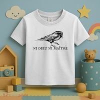No God No Master Ni Dieu Ni Maitre Retro Crow Bird Toddler T-Shirt thumb 3