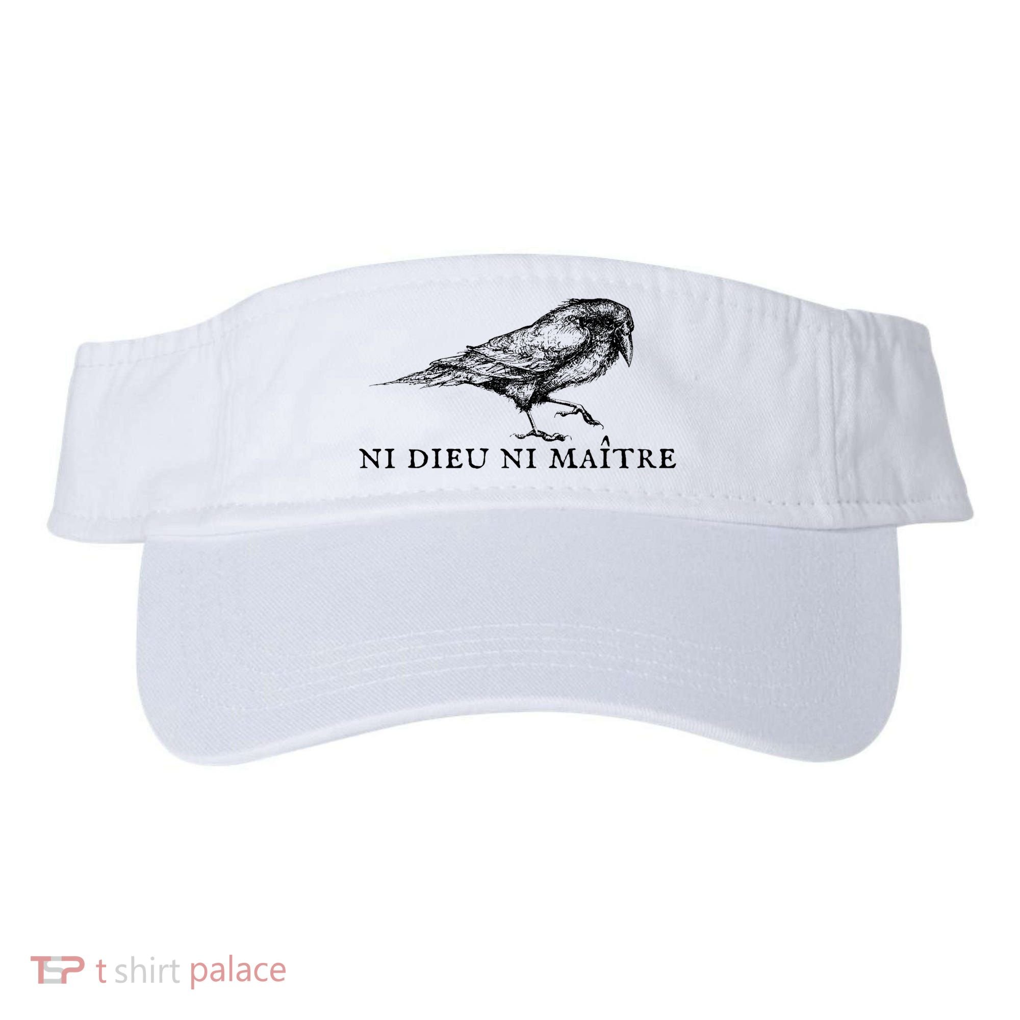 No God No Master Ni Dieu Ni Maitre Retro Crow Bird Visor
