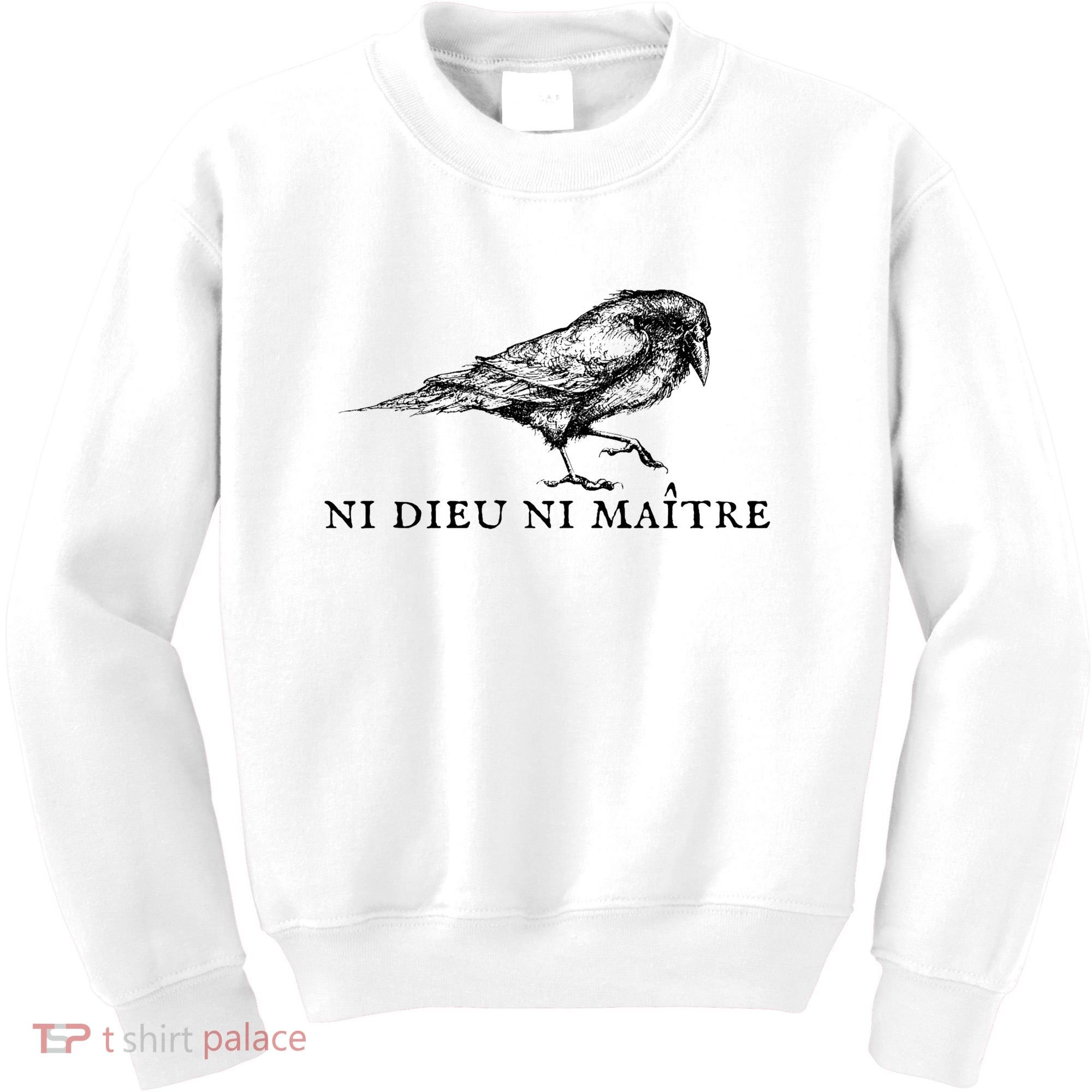 No God No Master Ni Dieu Ni Maitre Retro Crow Bird Kids Sweatshirt