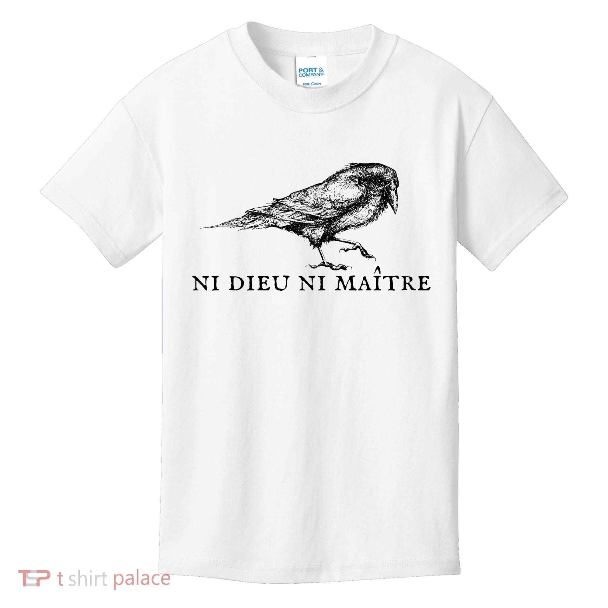 No God No Master Ni Dieu Ni Maitre Retro Crow Bird Kids T-Shirt