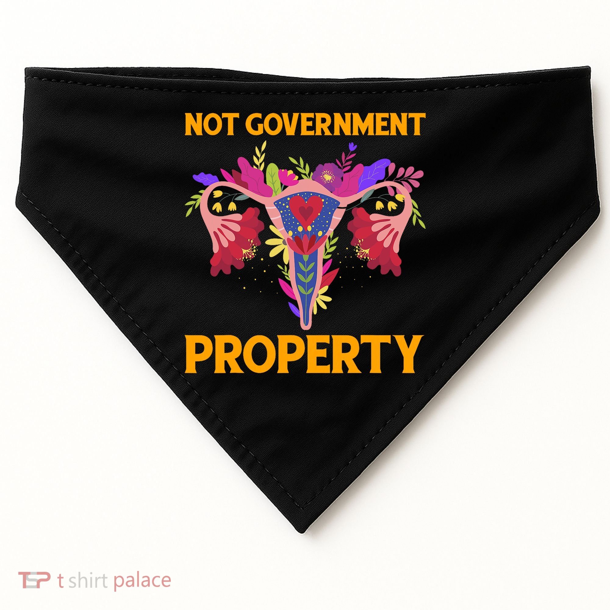 Not Government Property Funny Uterus Flower USA-Made Doggie Bandana