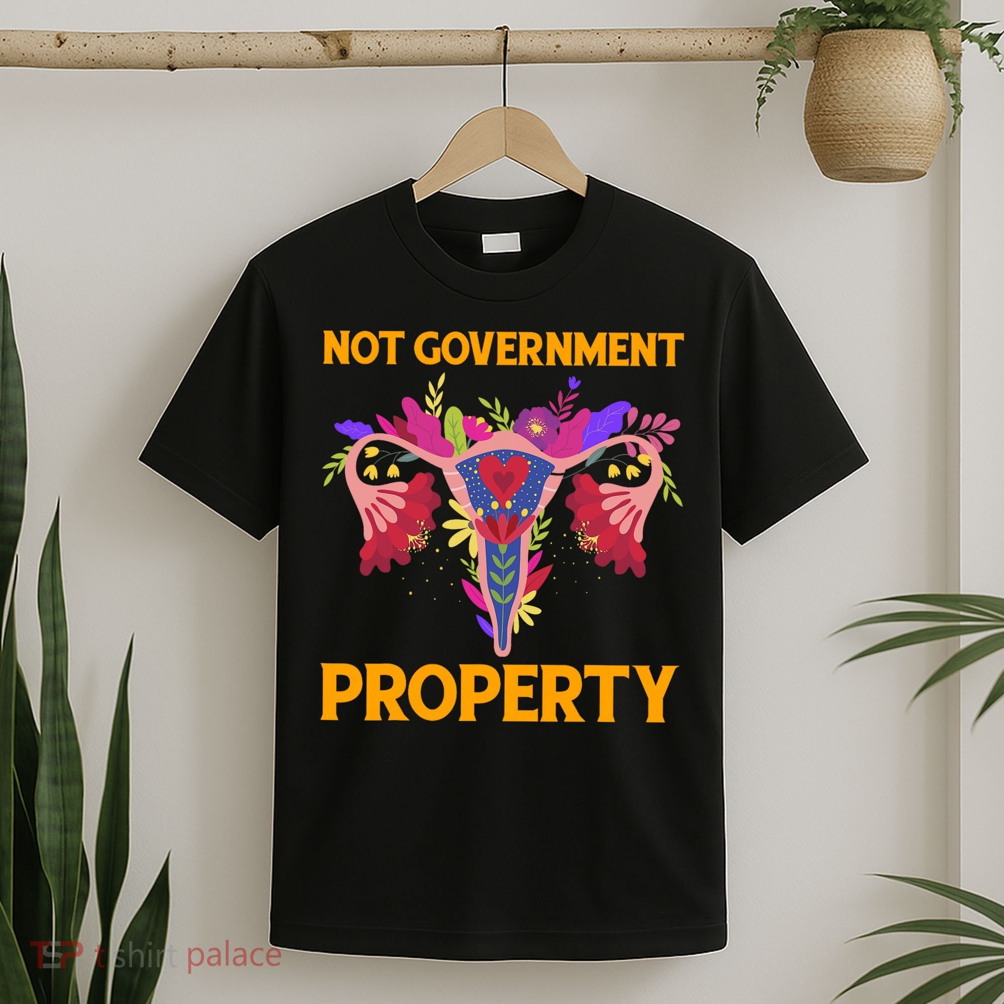 Not Government Property Funny Uterus Flower T-Shirt