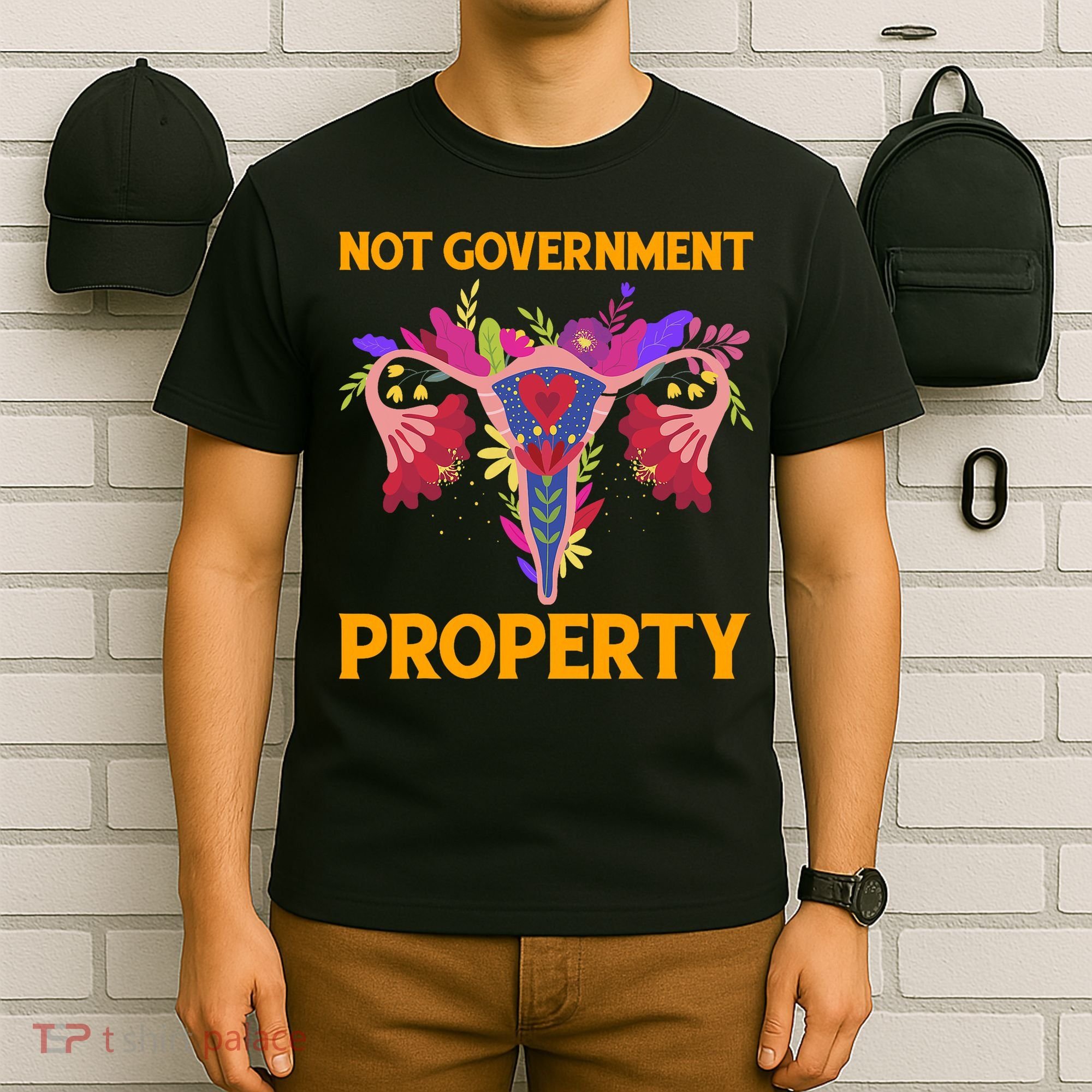 Not Government Property Funny Uterus Flower T-Shirt