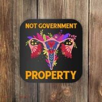 Not Government Property Funny Uterus Flower Coaster thumb 0