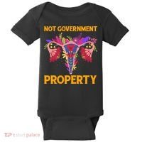 Not Government Property Funny Uterus Flower Baby Bodysuit thumb 0