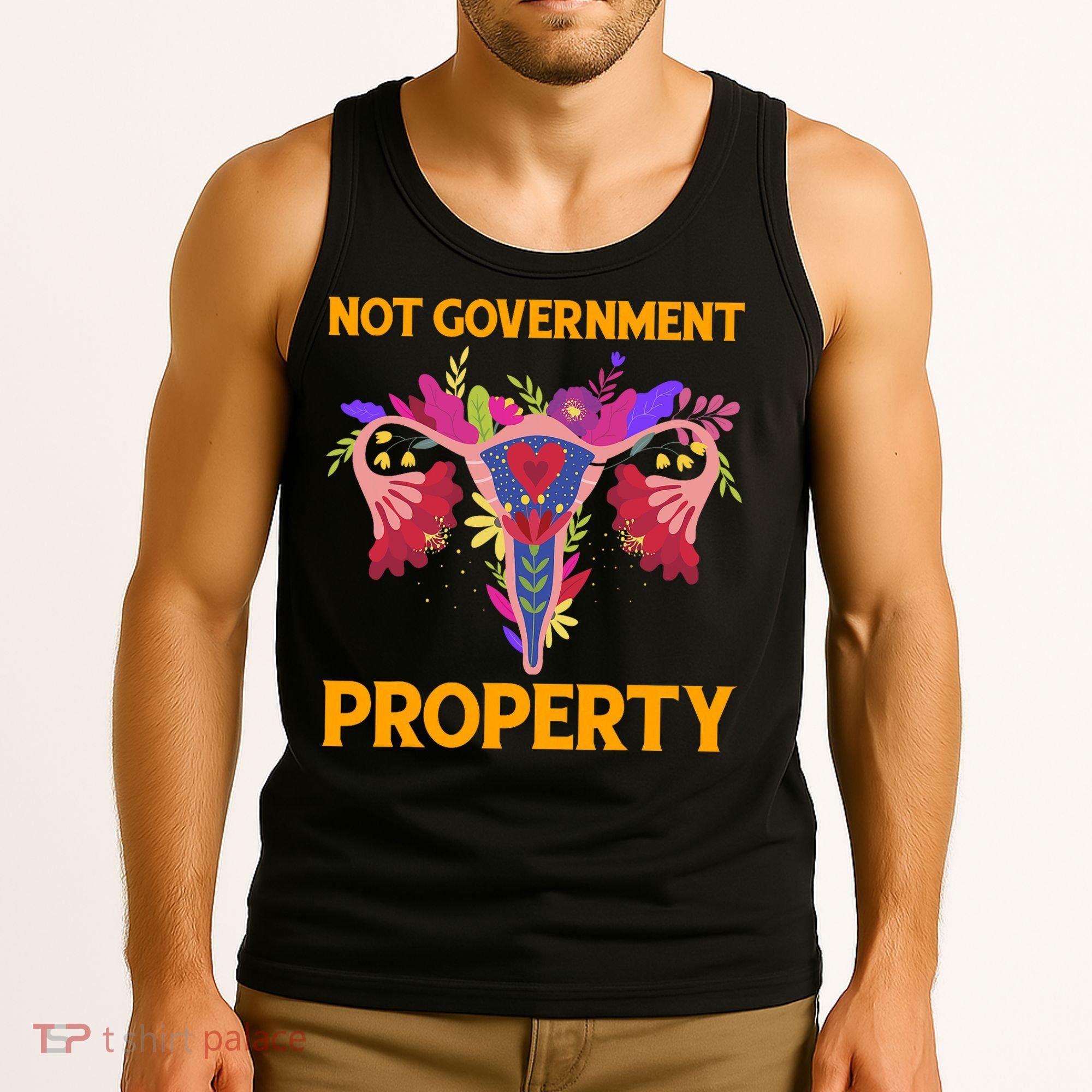 Not Government Property Funny Uterus Flower Tank Top