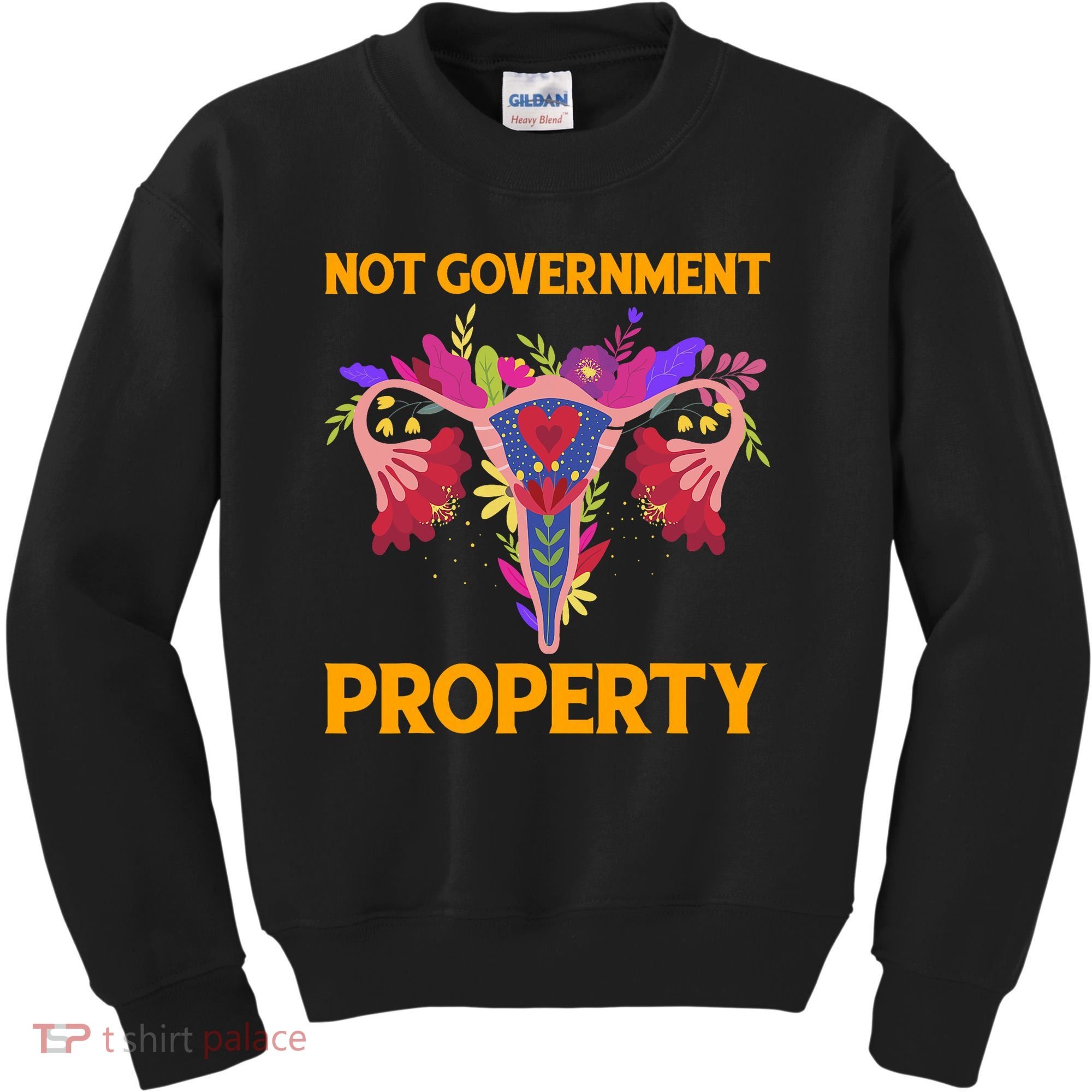 Not Government Property Funny Uterus Flower Kids Sweatshirt