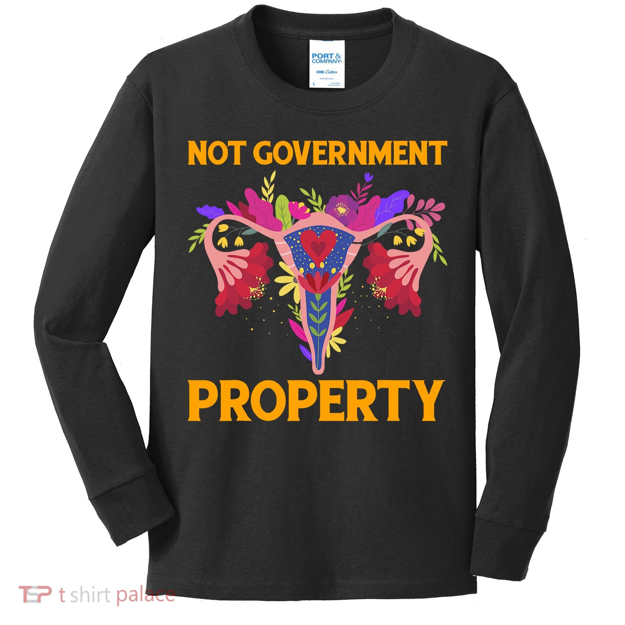 Not Government Property Funny Uterus Flower Kids Long Sleeve Shirt