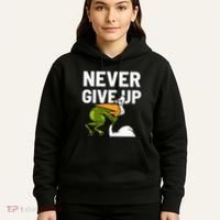 Never Give Up Frog Bird Choking Funny Motivation Hoodie thumb 5