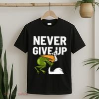 Never Give Up Frog Bird Choking Funny Motivation T-Shirt thumb 2