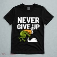Never Give Up Frog Bird Choking Funny Motivation T-Shirt thumb 5