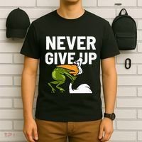 Never Give Up Frog Bird Choking Funny Motivation T-Shirt thumb 6