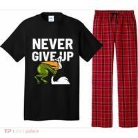 Never Give Up Frog Bird Choking Funny Motivation Pajama Set thumb 0